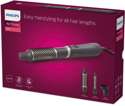 Furçë tharëse flokësh Philips BHA301/00, 800W, disa nivele temperature, e zezë