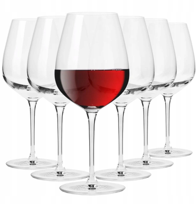 Set gota vere të kuqe Krosno Divine, 6 copë, kristal, 670 ml, transparent