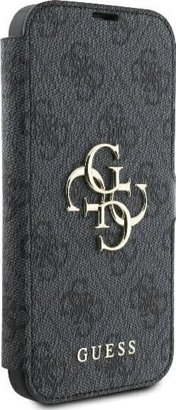 Këllëf telefoni Guess GUBKP16X4GMGGR, Book 4G Metal Logo, për iPhone 16 Pro Max, i zi