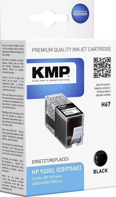 Kasetë boje KMP H67, zëvendësim për HP 920XL, njëfishe, e zezë