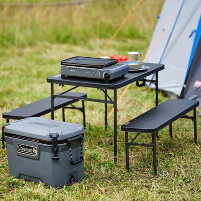 Tavolinë kampingu Coleman Pack Away Table for 4, palosëse, me 2 stola, gri