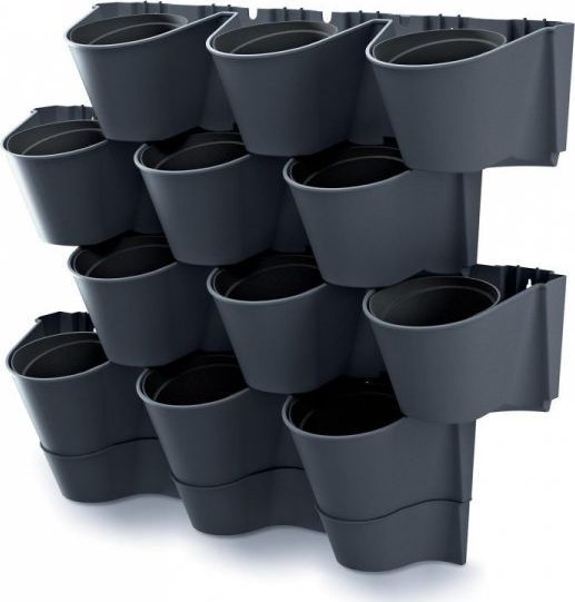 Kopsht vertikal i varur Prosperplast Cascade Wall, sistem modulor, gri antracit