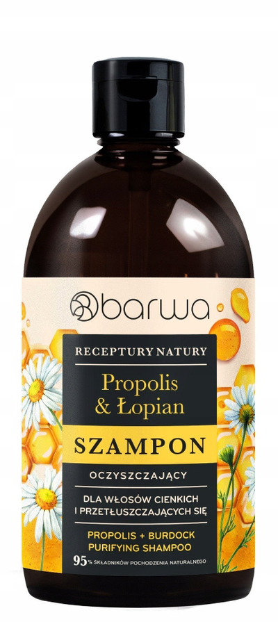 Shampo për flokë Barwa Propolis Burdock, 380 ml, pastrim i thellë, e lëngshme
