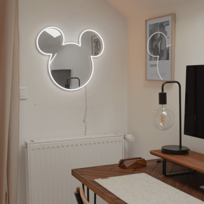 Декоративно неонско светло Yellowpop Disney Mickey Ears, 22.8 x 20 cm, USB, бела
