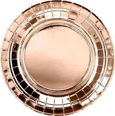 Pjata letre dekorative rose gold, rrumbullake, 18 cm, set 6 copë