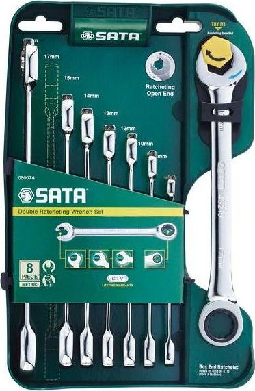 Set çelësa me trratë SATA ST08007ASJ, 8 copë, 8 deri 19mm, metalik