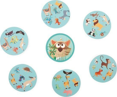 Тркалезна друштвена игра Fat Brain Toys Compact Matching Game Raccoon, за возраст 6 12 години, компактна, многубојна