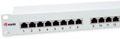 Patch panel Equip 24 porta, Cat.6, i blindum, gri e çelët