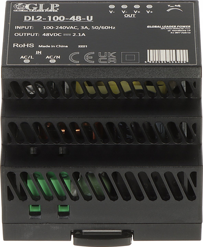 Furnizues energjie GLP DL2-100-48-U, 100W, 48V DC, për shinë DIN
