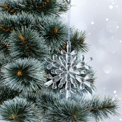 Ornament varëse Koopman Snowflake, akrilik kristal, 12cm, i tejdukshëm