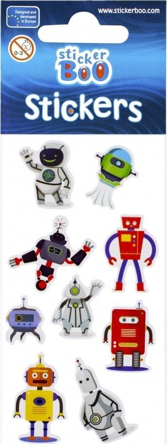 Ngjitëse Stickerboo S-BOO Robots, set me robotë, shumëngjyrëshe