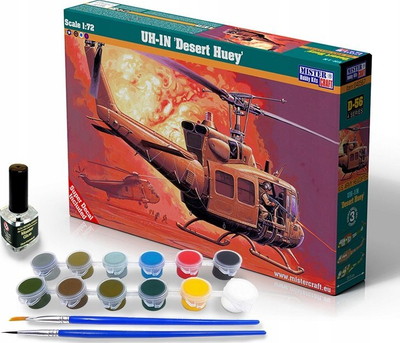 Model helikopteri MisterCraft UH-1N Desert Huey, shkallë 1:72, set për me e ndërtu, ngjyrë shkretëtire