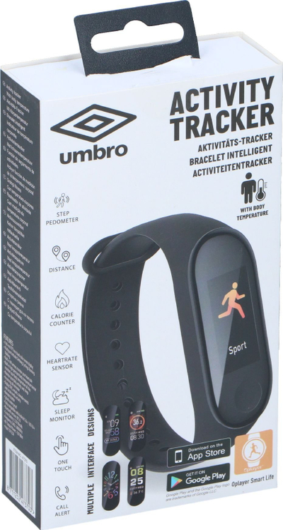 Byzylyk inteligjent Umbro Activity Tracker, për matje aktiviteti, rrahjesh zemre, i zi