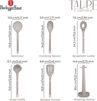 Set aksesorësh kuzhine Berlinger Haus BH-8618 Taupe Collection, 6 pjesë, silikoni, taupe