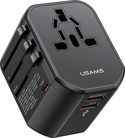 Karikues udhëtimi Usams T59, adapter 4 në 1, 20W, 2xUSB 1xUSB C, i bardhë