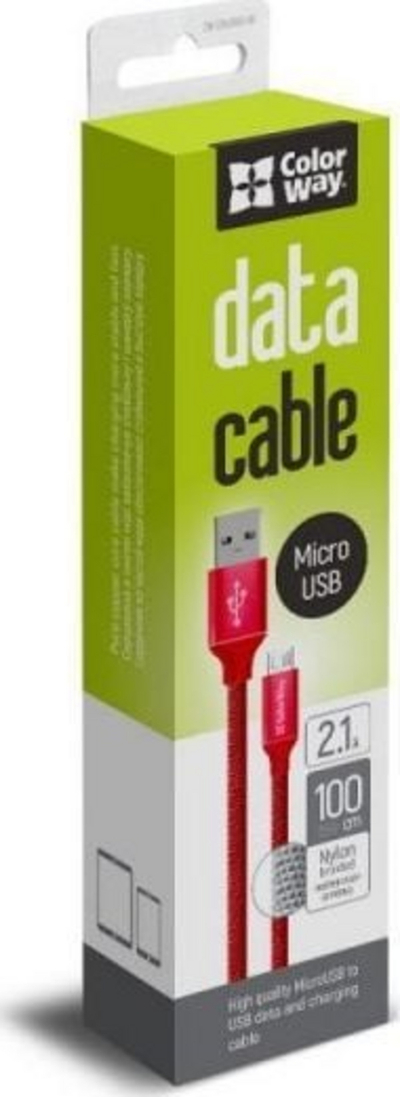 Kabllo karikimi ColorWay Micro USB, 1 m, 2.1A, e kuqe
