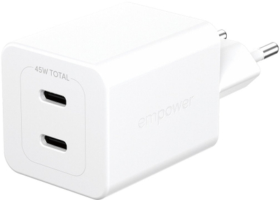 Karikues murale PanzerGlass Turbo 45W, 2x USB C, PD 3.1, i bardhë