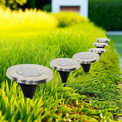 Llambë dielli për kopsht Saska Garden, 8 LED SMD, set me 12 copë, ngjyrë argjendtë