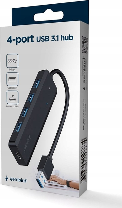 HUB USB Gembird UHB-U3P4P-02, 4 porta, USB 3.1, i zi