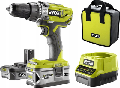 Trapano vidhosëse RYOBI ONE+ 18V, me 2 bateri 1.5Ah dhe 4Ah, e verdhë