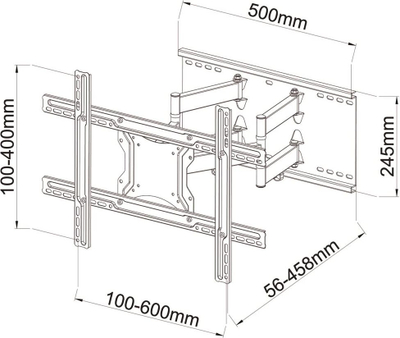Ѕиден држач за ТВ Art AR-87, 40"-80", 60 kg, црн