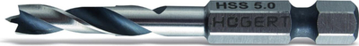 Përceues druri Hogert HSS, 5mm, bisht gjashtëkëndor, metalik