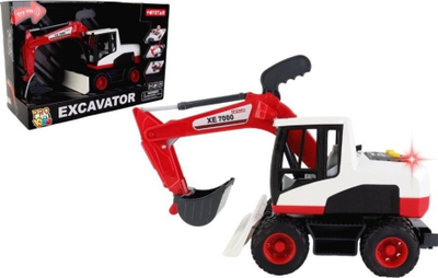 Lodër eskavator Pro Kids XE7000, me drita, me zë, kuqe e bardhë