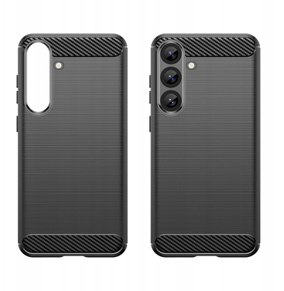 Kapak silikon për telefon Samsung Galaxy S25 Plus, stil karboni, i zi