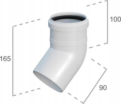 Llakues tubi Ricom Single Wall Elbow PP 80, 45°, i bardhë