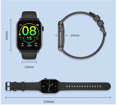 Smartwatch Oromed Fit 5, monitorim shëndeti, njoftime smart, i zi