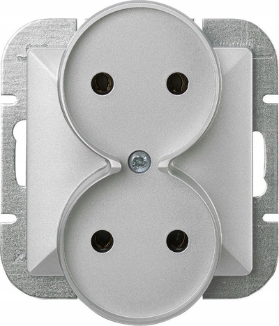Prizë dyshe Abex Pearl, 2x2P 16A, e montuar në mur, argjend