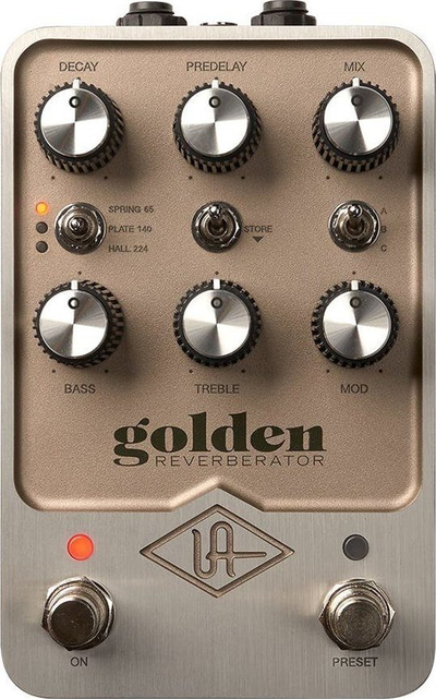 Педал реверб Universal Audio Golden Reverberator, 3 вида реверб, златна боја