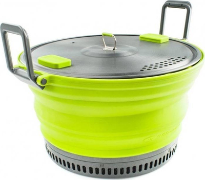 Tenxhere kampingu GSI Outdoors Escape HS 3L, silikon e palos, me bazë alumini, jeshile