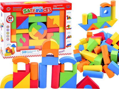 Lodër ndërtimi Xie Jia Safe Blocks, 80 pjesë, shkumë, shumëngjyrëshe