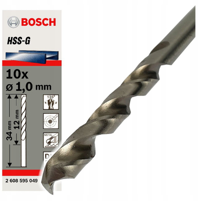 Set stërvitjesh Bosch HSS-G, 1mm, 10 copë, metal