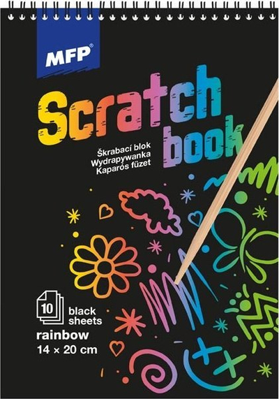 Set fletë vizatimi MFP Rainbow Scratch Card, 20x14 cm, 10 fletë, të zeza