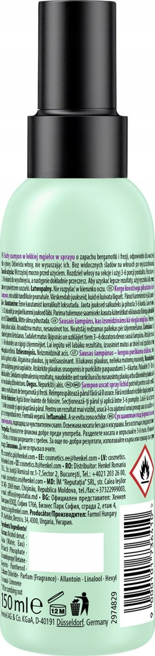 Shampo e thatë Got2B Fresh It Up Extra Care Delicate, 150 ml, me bergamot dhe frezi