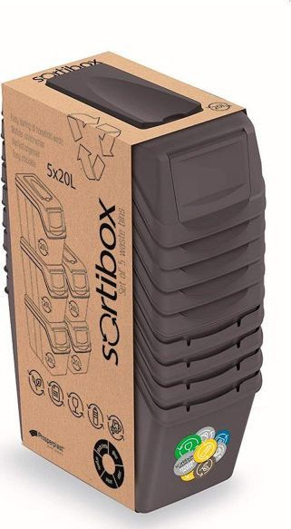 Kosh i mbeturinave Prosperplast (CEN-73061), 5 x 20 l, hiri i errët 