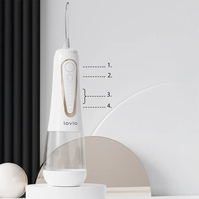 Irrigator për dhëmbët Lovio HydroJet Pro LVWF124WH, wireless, me 8 koka, i bardhë