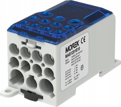 Bllok shpërndarës MOREK MAB1281B10 OJL280A, 280A, 1000V, blu