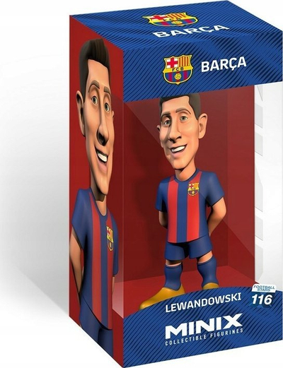 Figurinë për koleksion Minix FC Barcelona Lewandowski 9, 12 cm, PVC, shumëngjyrshe