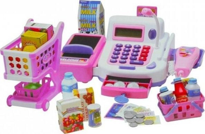 Lodër kasë dyqani Leantoys, me gjëra shtesë, me kalkulator