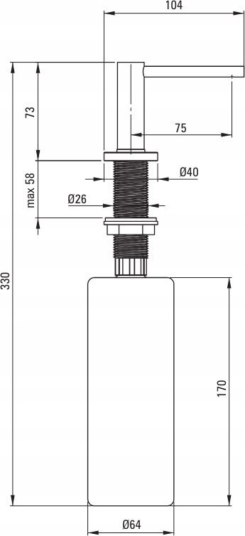 Dozator për lëng enësh Deante Aster, çelik inox, përfundim brushed steel, argjend