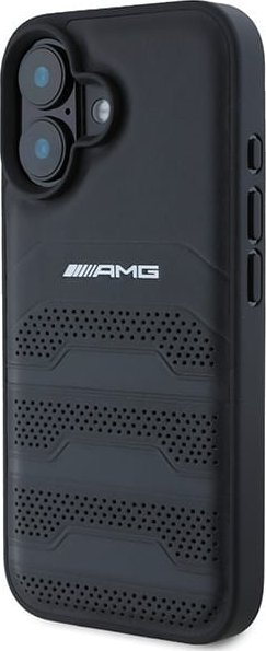 Mbulesë telefoni AMG AMHCP16SGSEBK për iPhone 16 6.1", hardcase lëkurë, e zezë