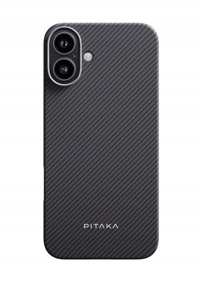 Навлака за телефон PITAKA Ultra Slim, за iPhone 16 Plus, Black Grey Twill, црна и сива