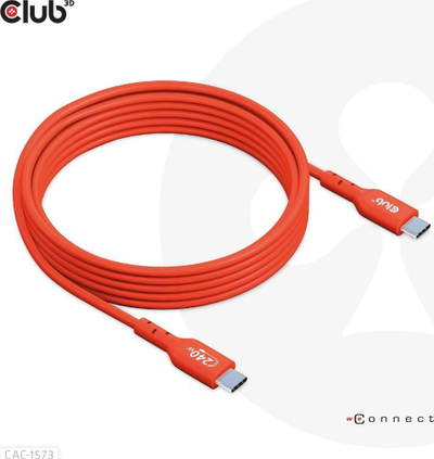 Kabllo USB Club 3D CAC-1573, USB-C në USB-C, 2m, e portokalltë