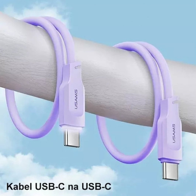 Kabllo USB Usams Lithe Series, USB C me USB C, 1.2 m, 100W, e zezë