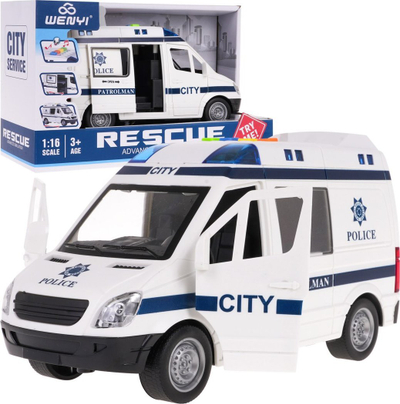 Lodër makinë policie WENYI Rescue, shkallë 1:16, me drita e zëra, e bardhë