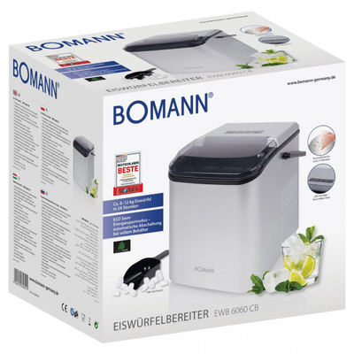 Aparat akulli Bomann EWB 6060 CB, 12 kg 24h, 105 W, argjendtë