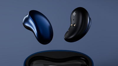 Kufje wireless Mee Audio Pebbles, profil i ulët, me prekje, rozë gold